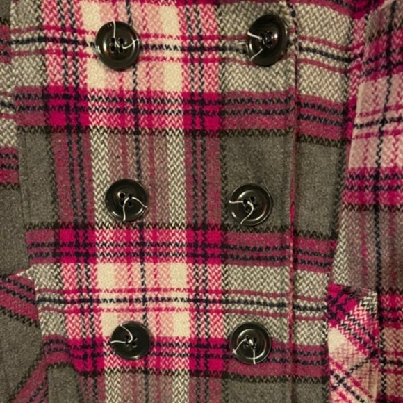 Rue21, Wool Plaid Pea Coat, Size XL - Picture 3 of 6